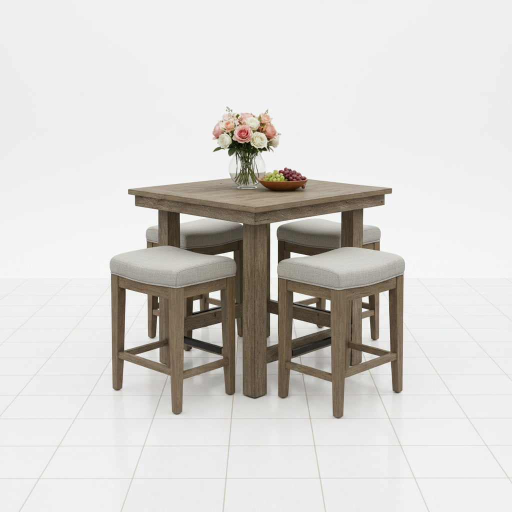 Brown bar height dining table set