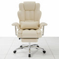 Beige PU leather chair reclining position
