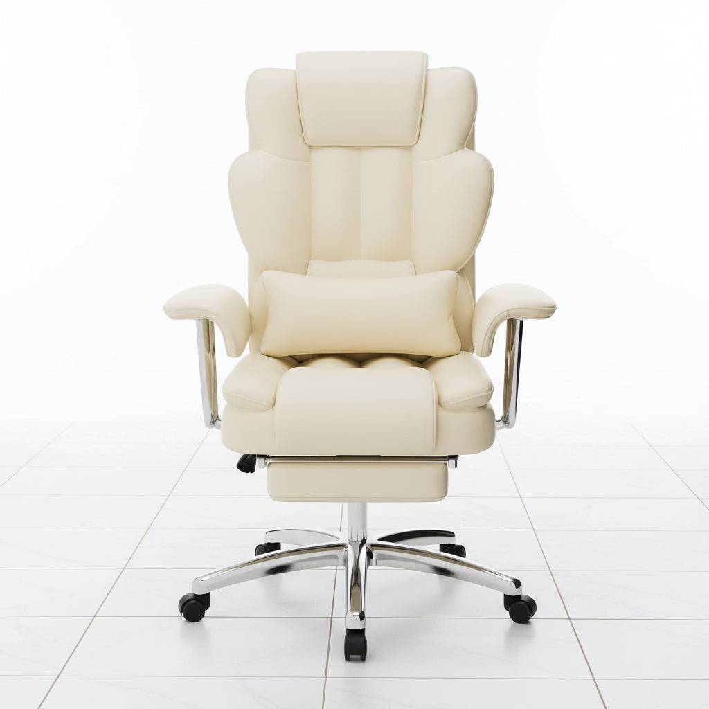 Beige PU leather office chair front view