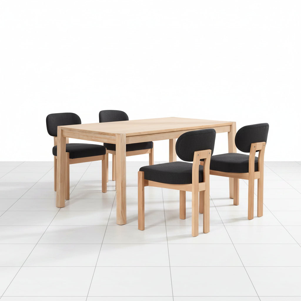 Black dining chair with foam seat filling