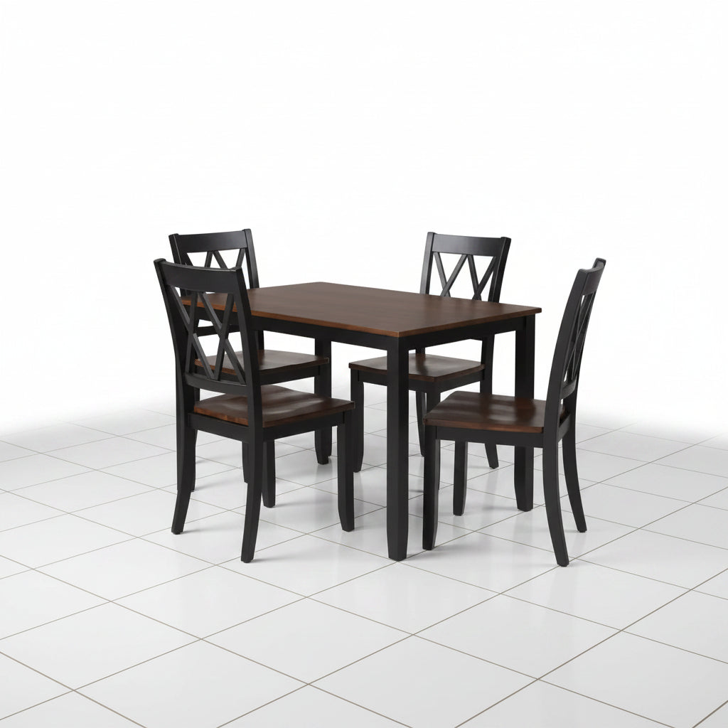 Black espresso dining set with four chairs