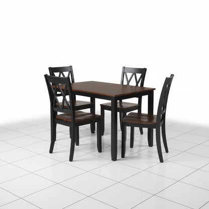 Black espresso dining set with four chairs