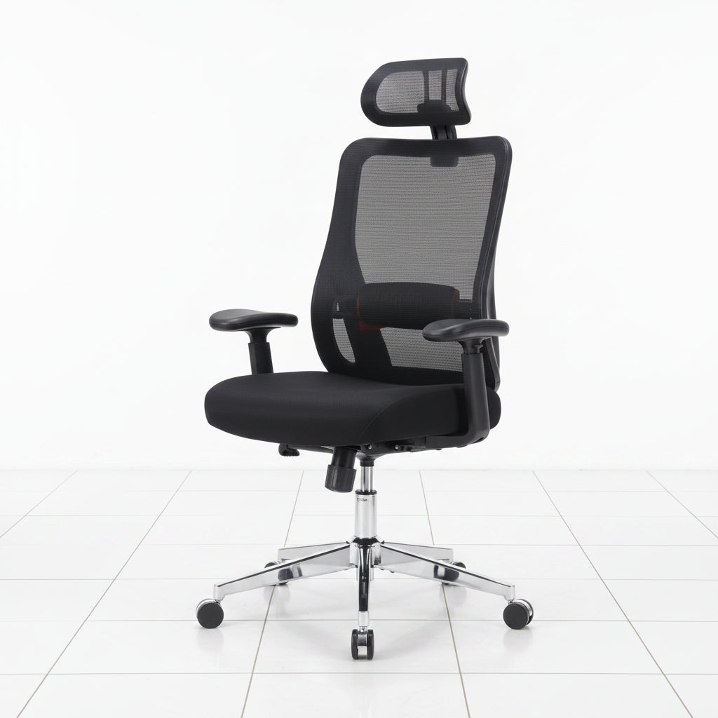 Black high back mesh office chair