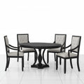 Black and oak round dining set angle view
