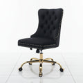 Black velvet office chair side view