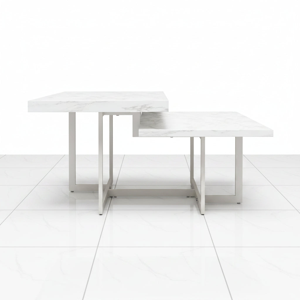 Faux marble square coffee table