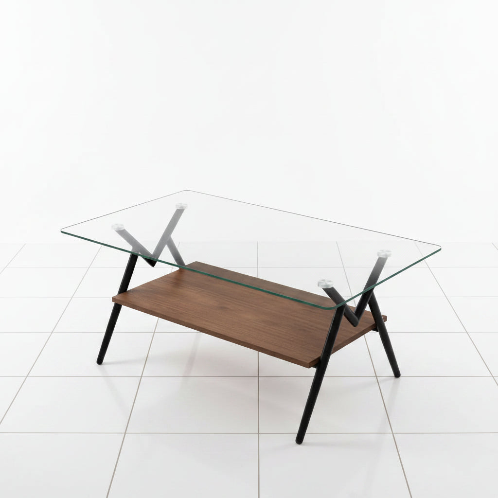 Glass coffee table with polished edges
