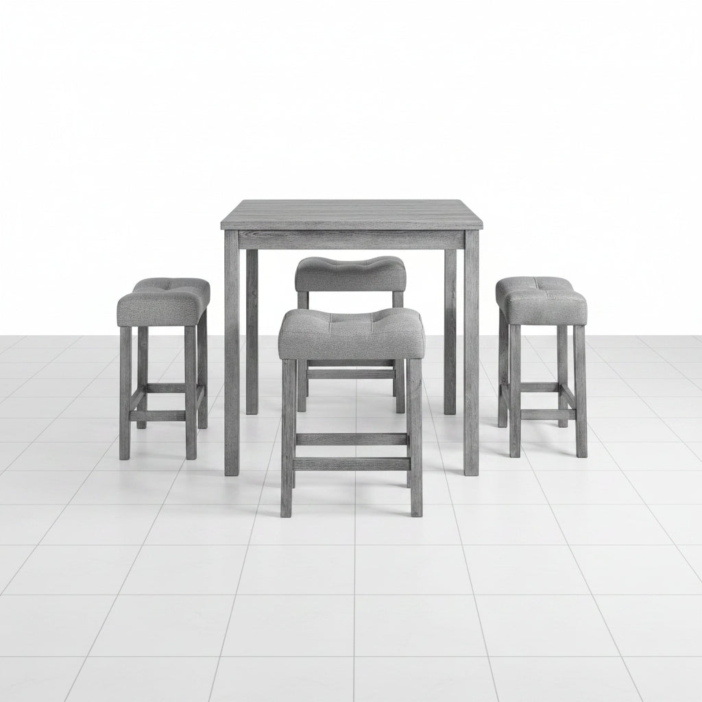 Gray bar height dining table set