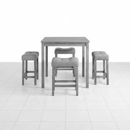 Gray bar height dining table set