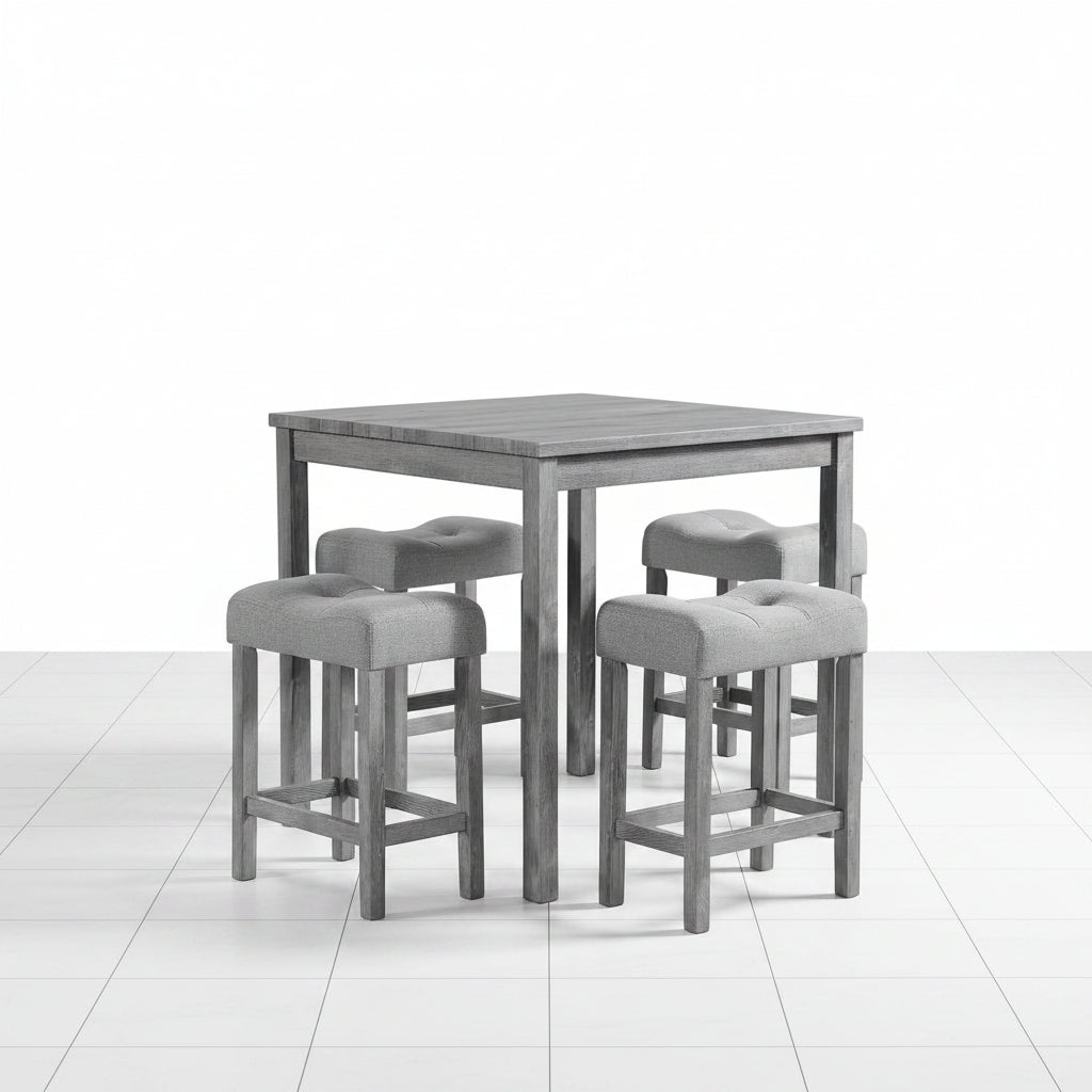 Gray dining table set with four chairs front view