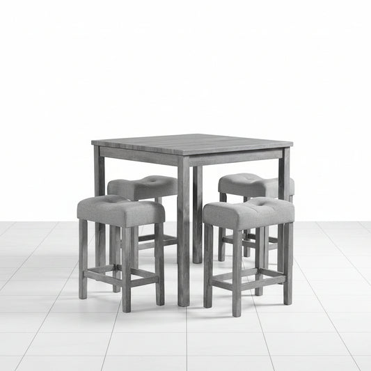 Gray dining table set with four chairs front view