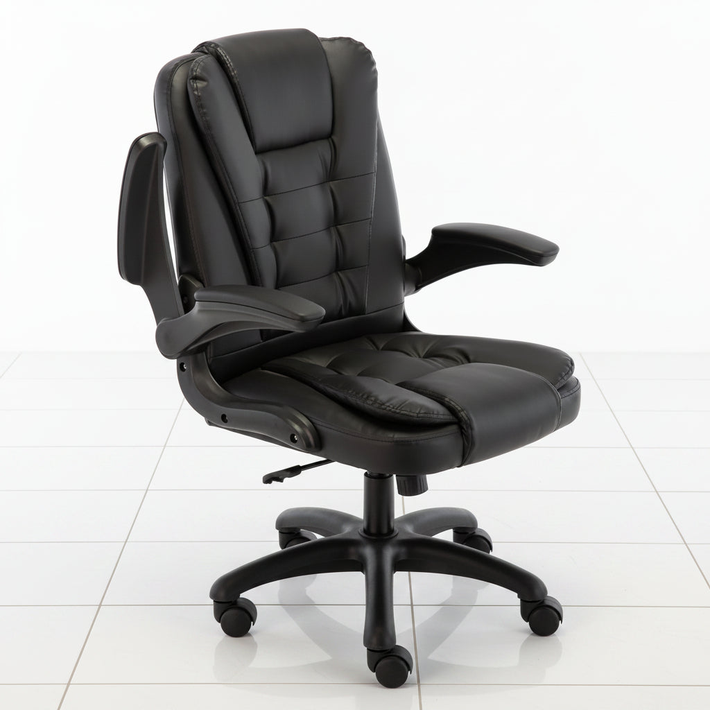 Leather office chair side angle
