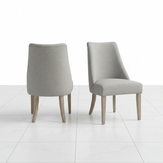 Light grey upholstered dining chairs