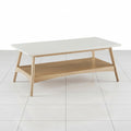Off white coffee table with wood frame