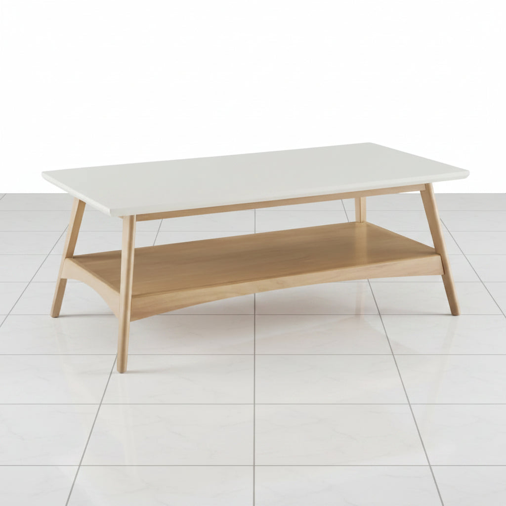 Off white coffee table with wood frame