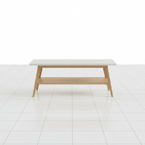 Off white and natural coffee table front view