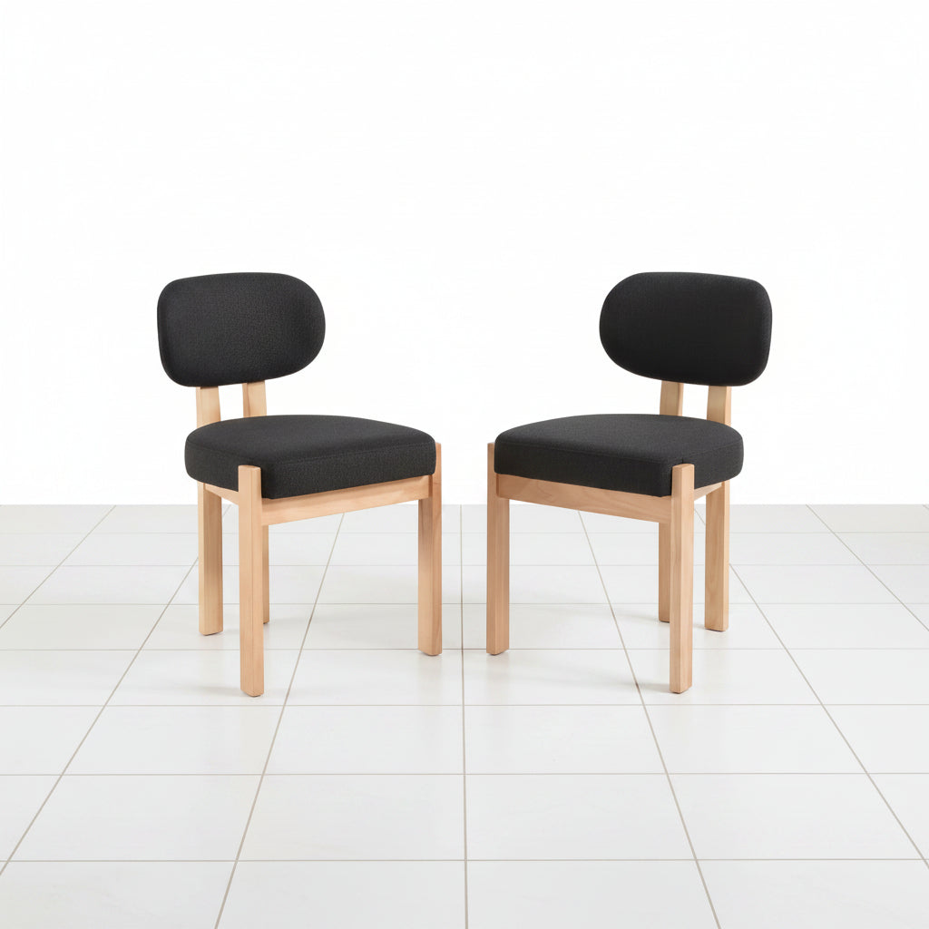 Black upholstered dining chair front angle