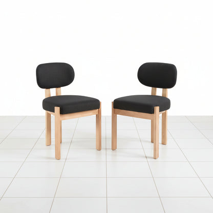 Black upholstered dining chair front angle