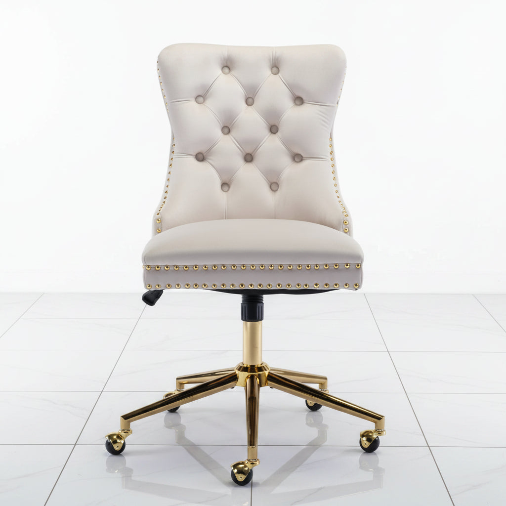 Velvet office chair with adjustable height