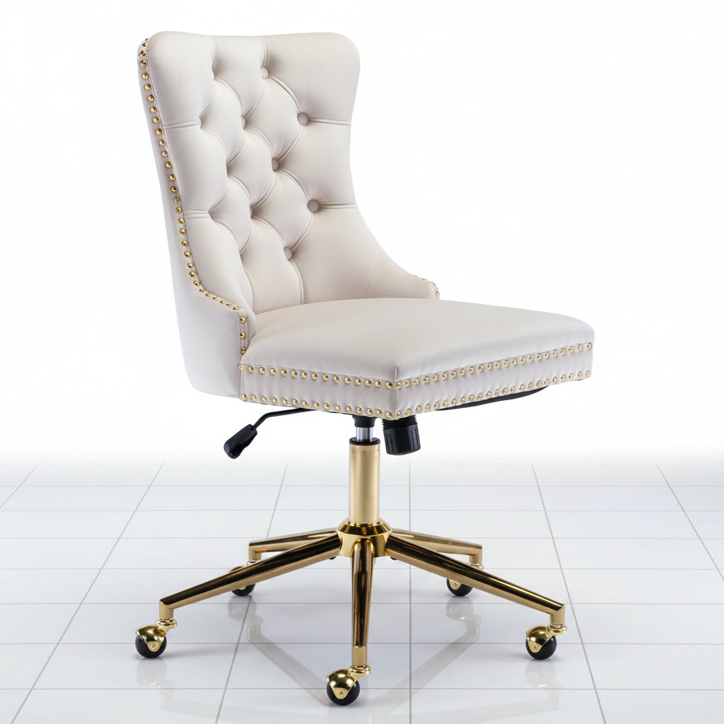 Velvet office chair with button detail