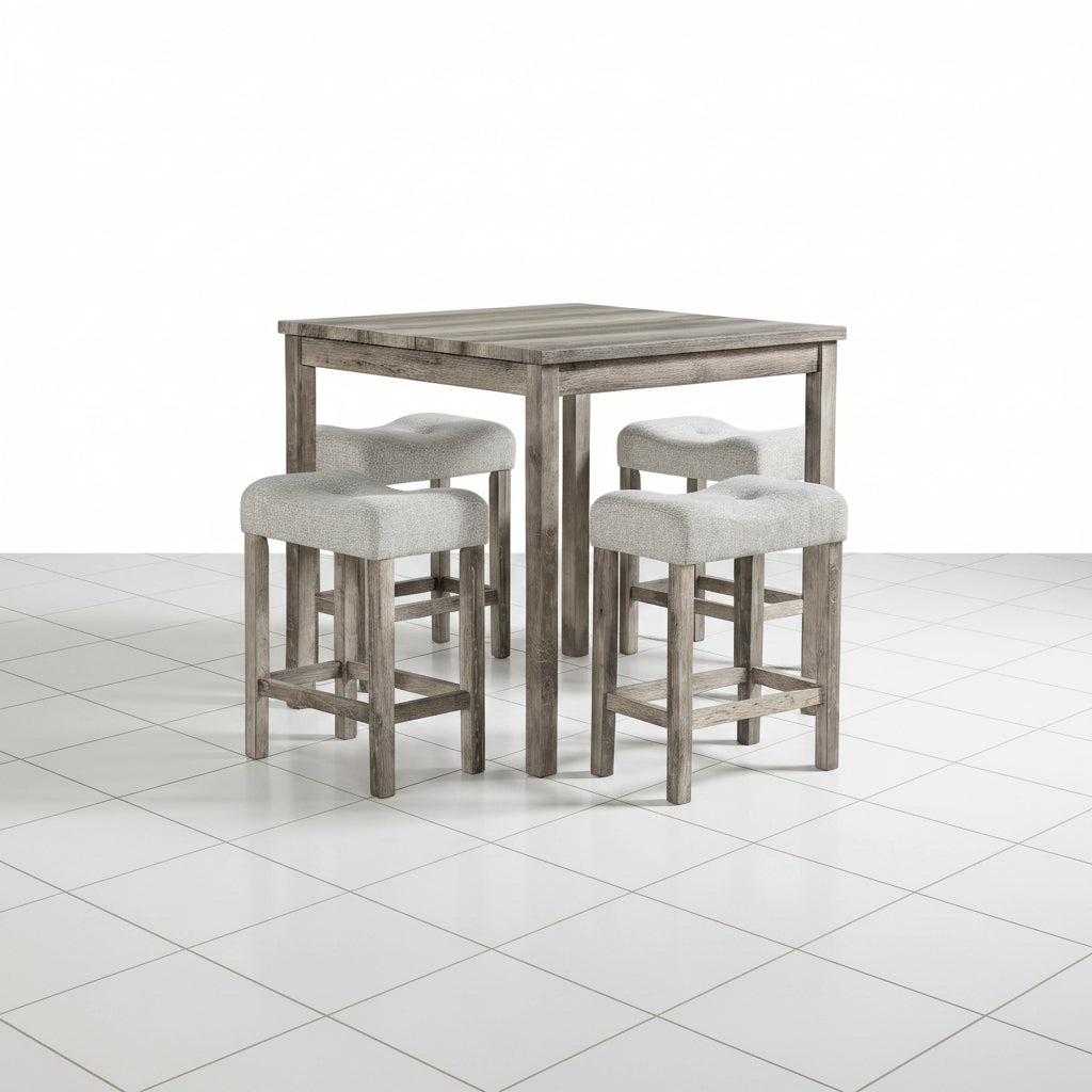 Brown dining table set with wood look finish