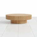 Wood look drum coffee table side view